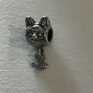Sterling Silver Pandora Retired Cat with Fish